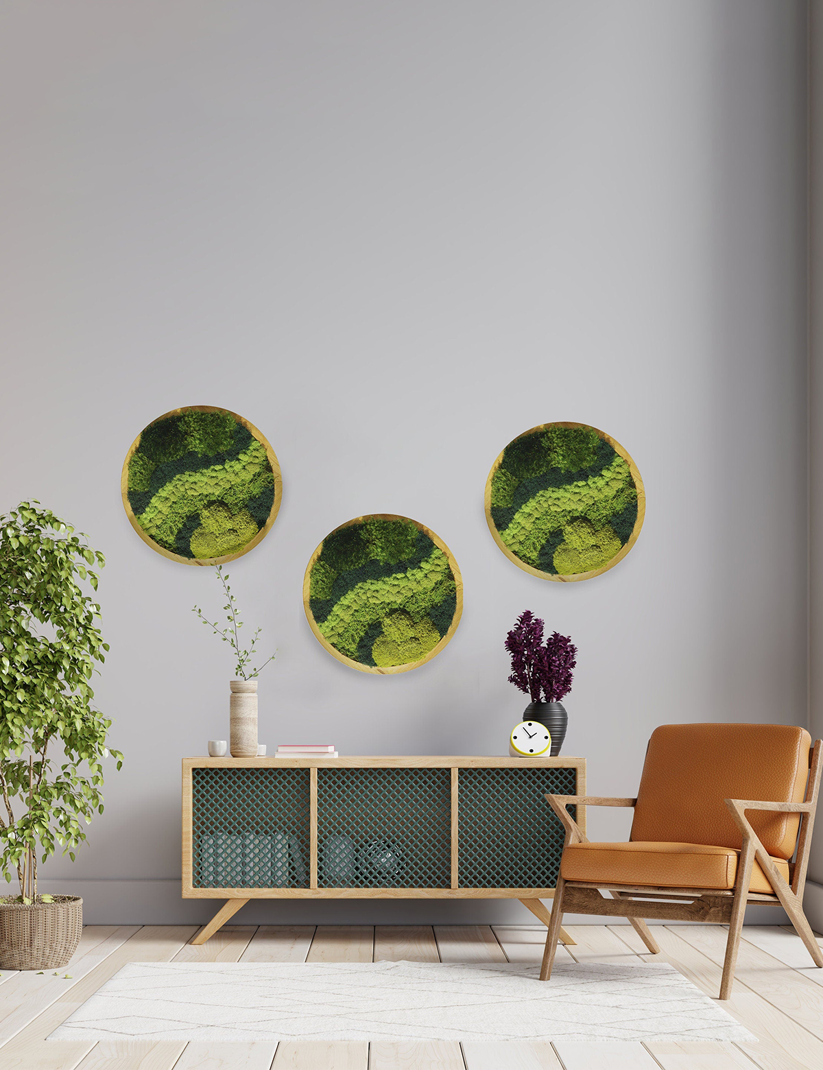 Green Mountain Circle Moss Art