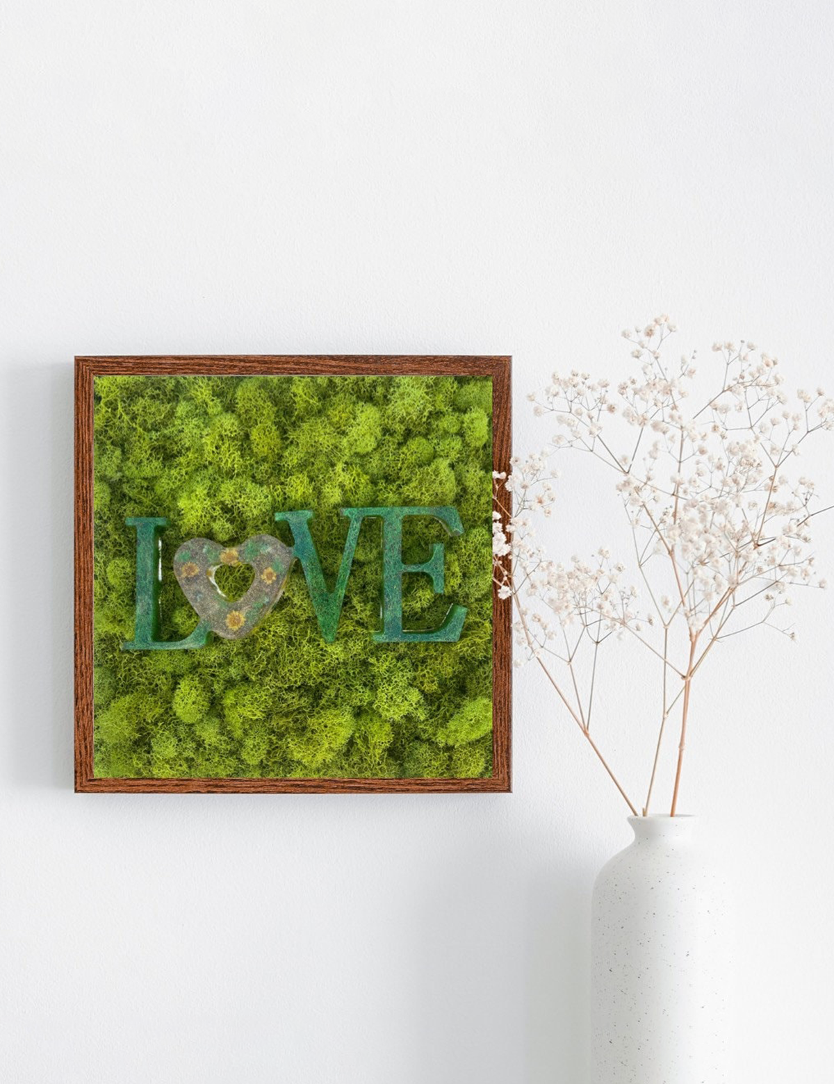 Love Moss & Resin Wall Art