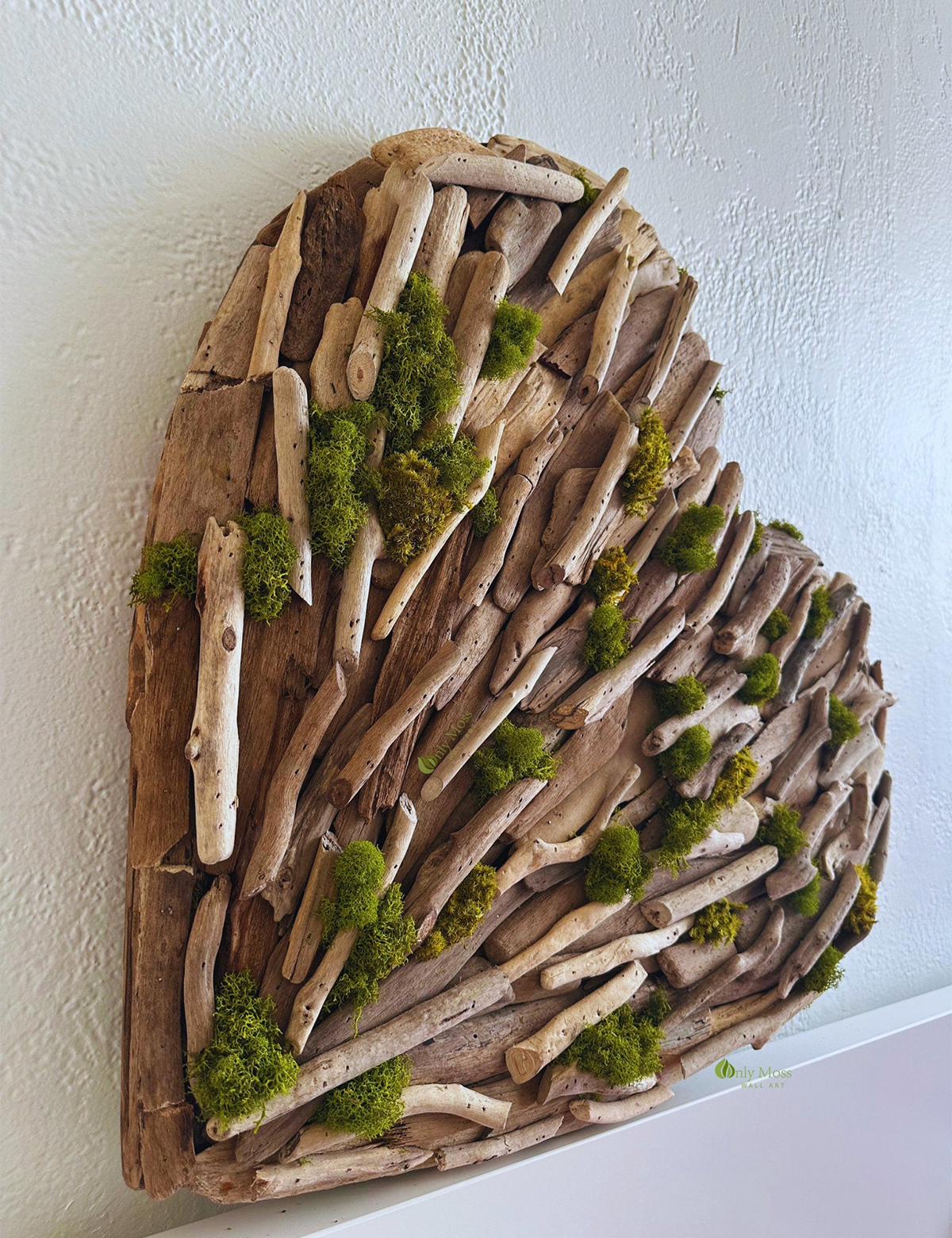 Burning Love Driftwood Moss Art