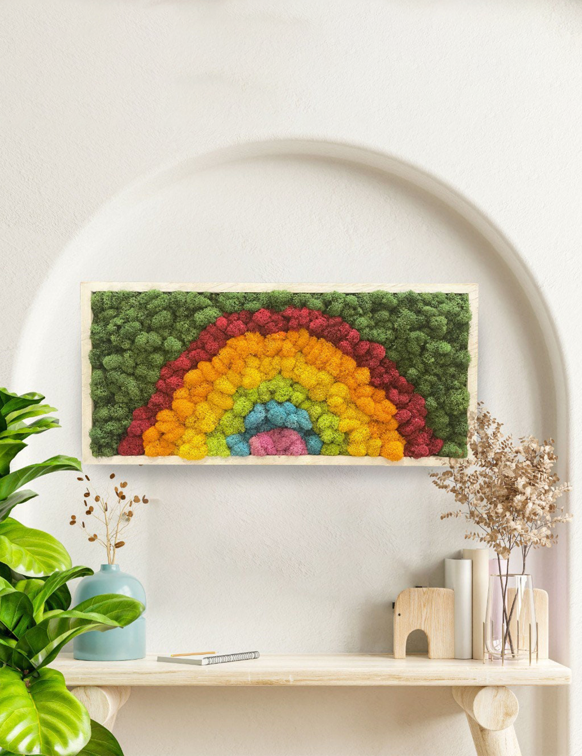 Rainbow Reindeer Moss Wall Art