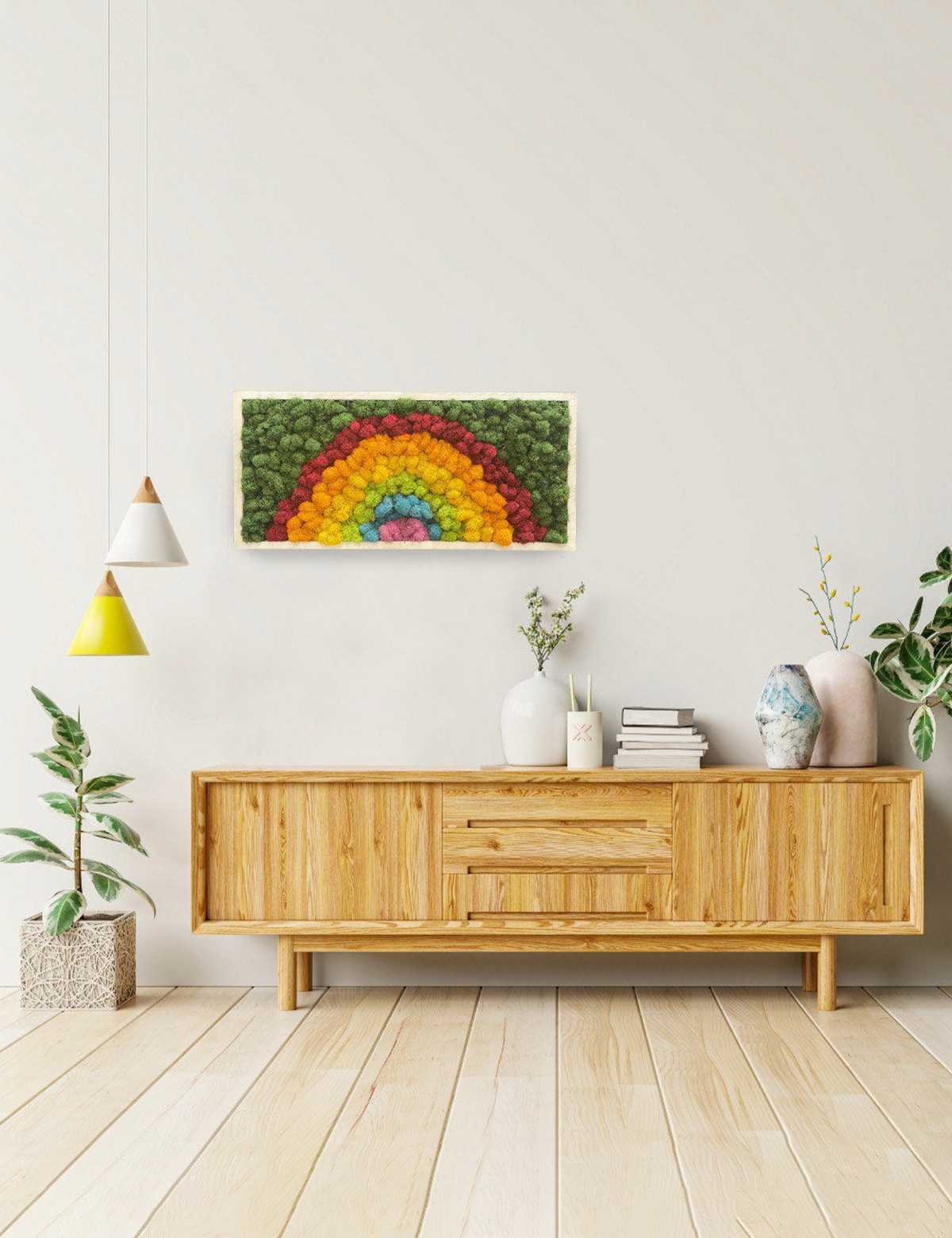 Rainbow Reindeer Moss Wall Art