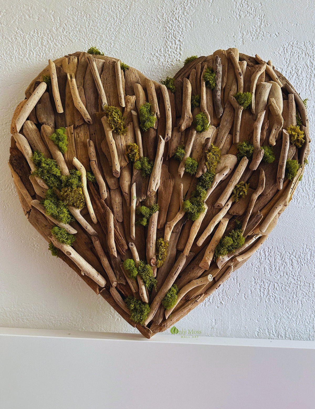 Burning Love Driftwood Moss Art