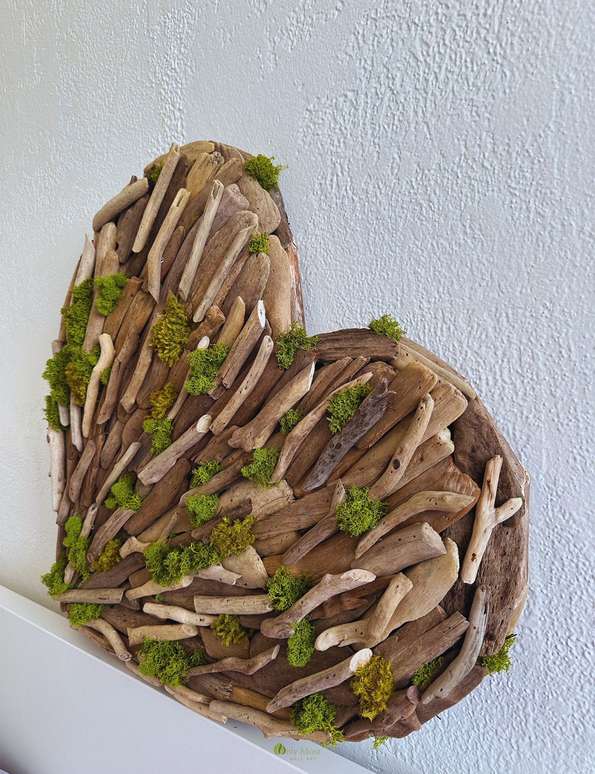 Burning Love Driftwood Moss Art