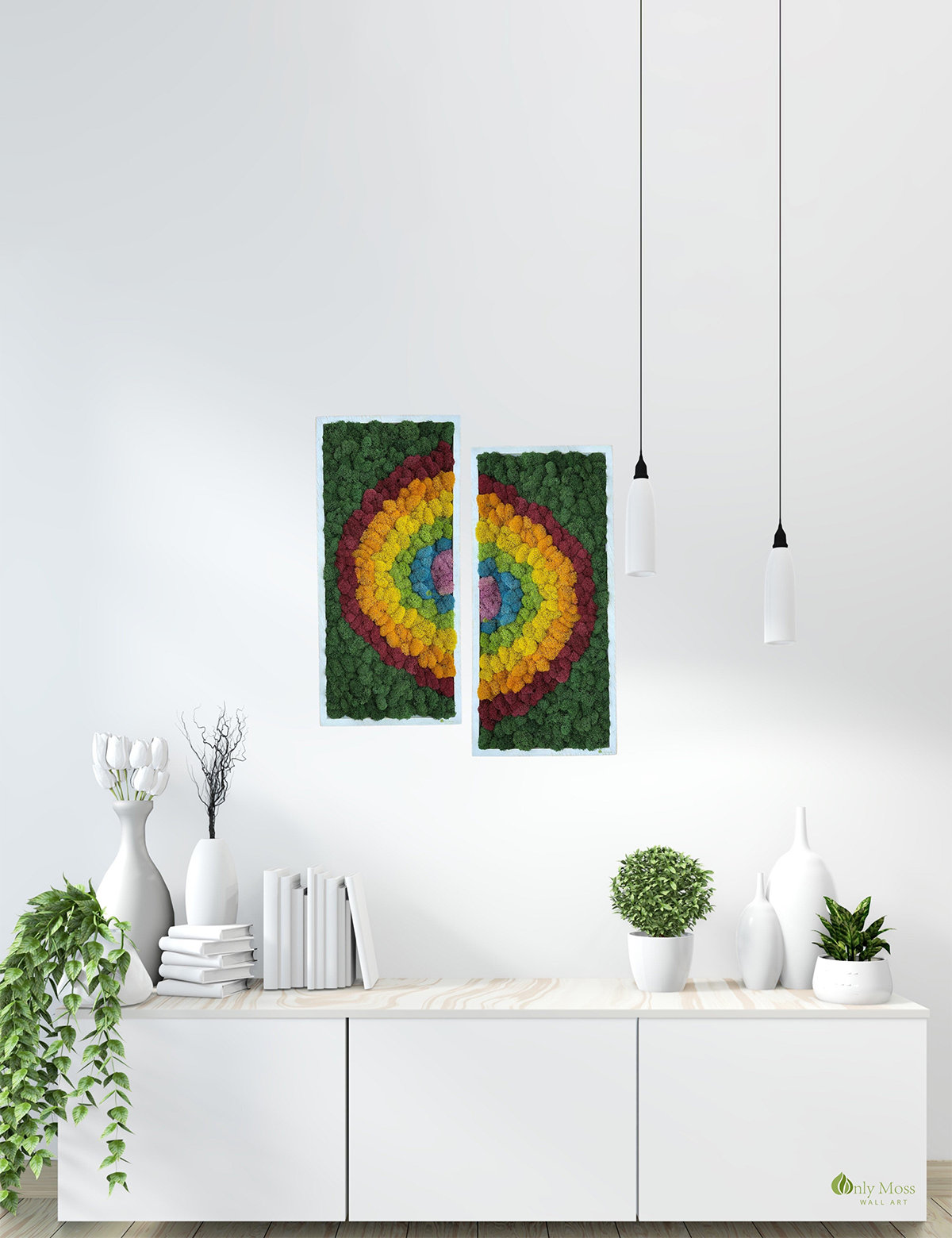 Rainbow Reindeer Moss Wall Art