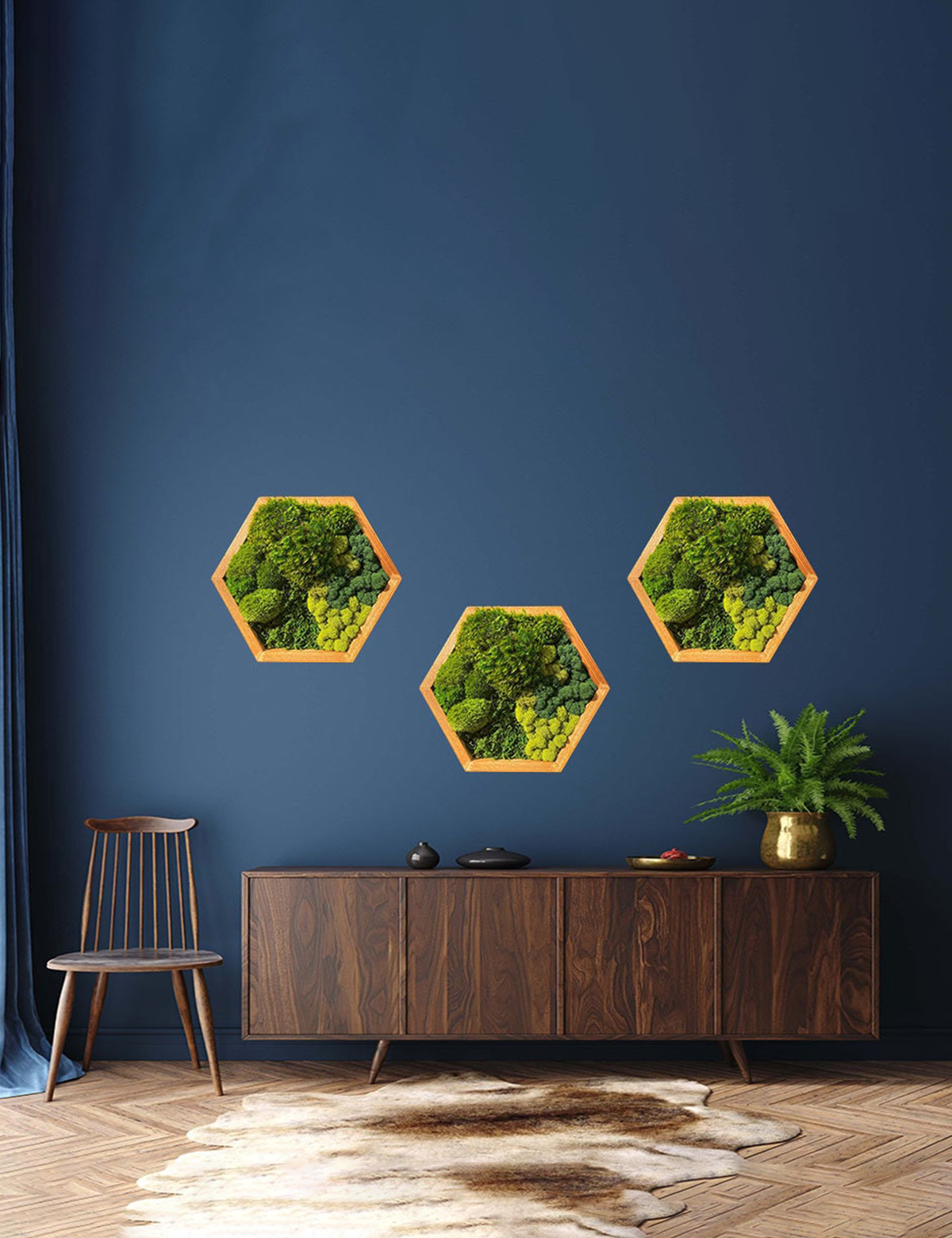Magic Forest Hexagon Moss Wall Art