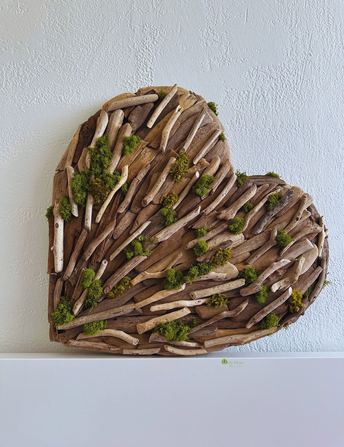 Burning Love Driftwood Moss Art
