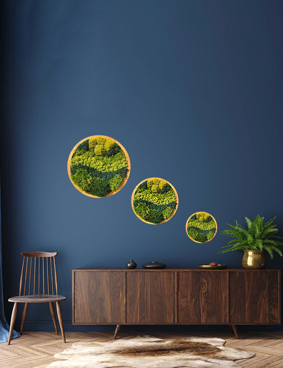 Green Mountain Circle Moss Art