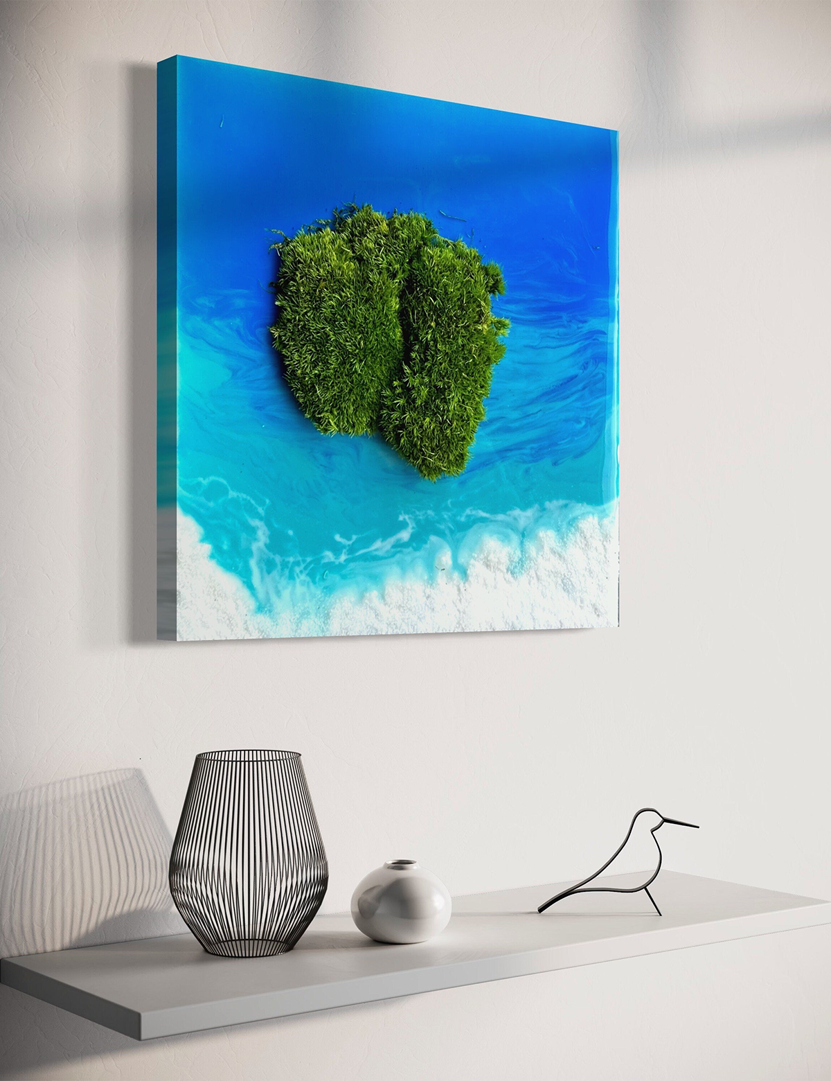 Paradise Island Moss & Resin Wall Art