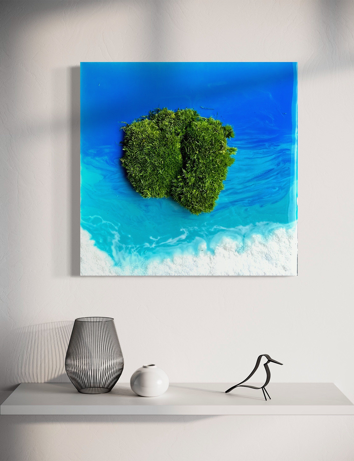 Paradise Island Moss & Resin Wall Art