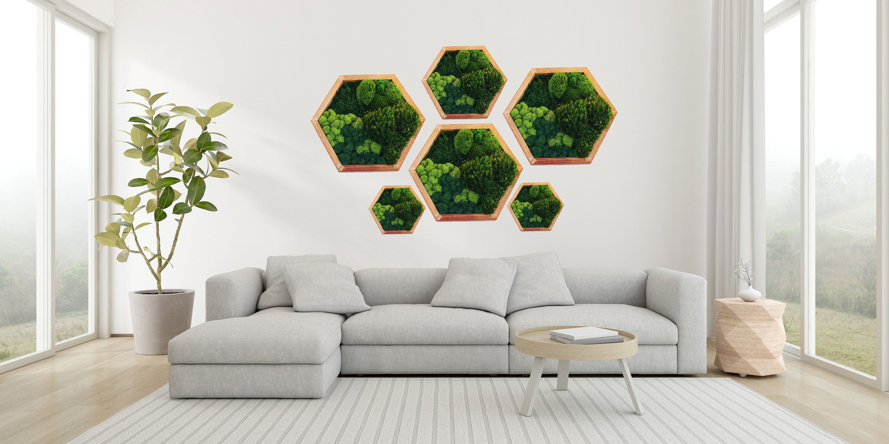 Magic Forest Hexagon Moss Wall Art