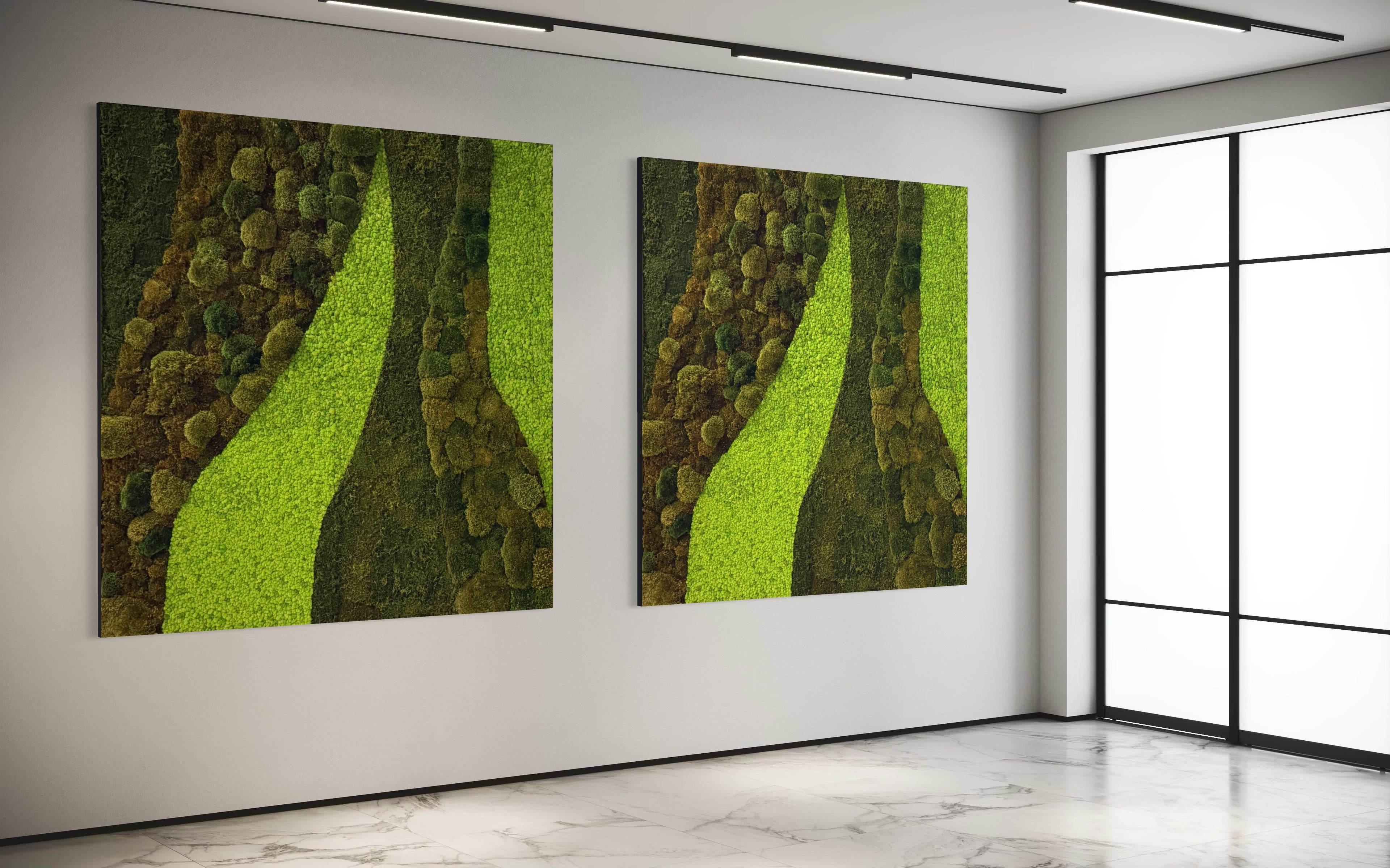 Green Lines Moss Wall Art