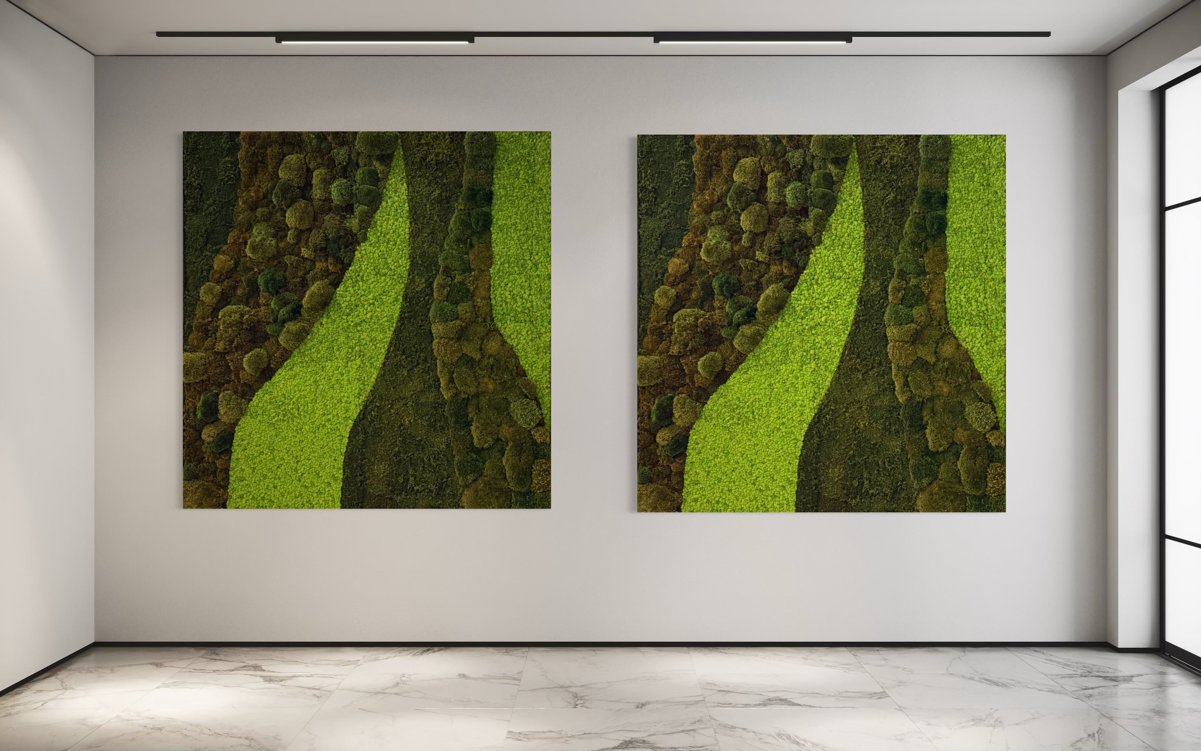 Green Lines Moss Wall Art